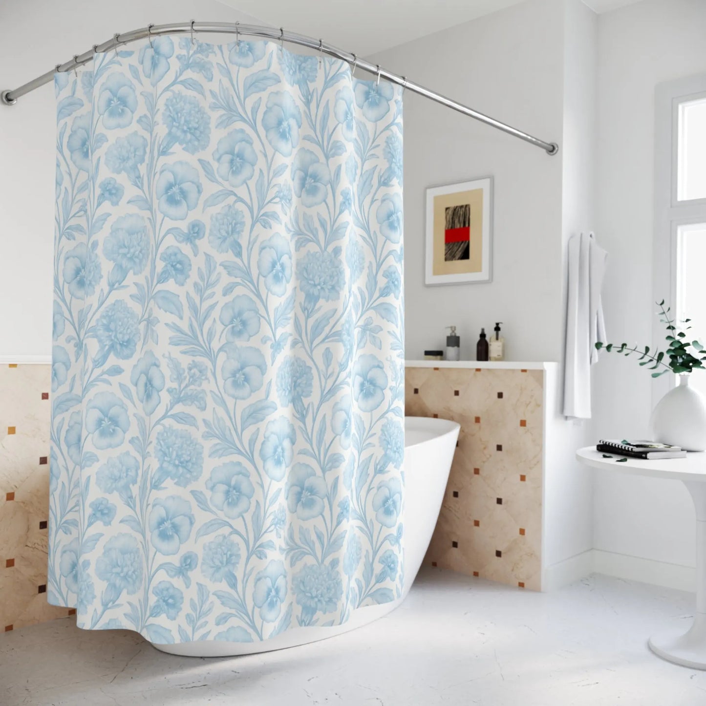 Floral Blue Shower Curtain