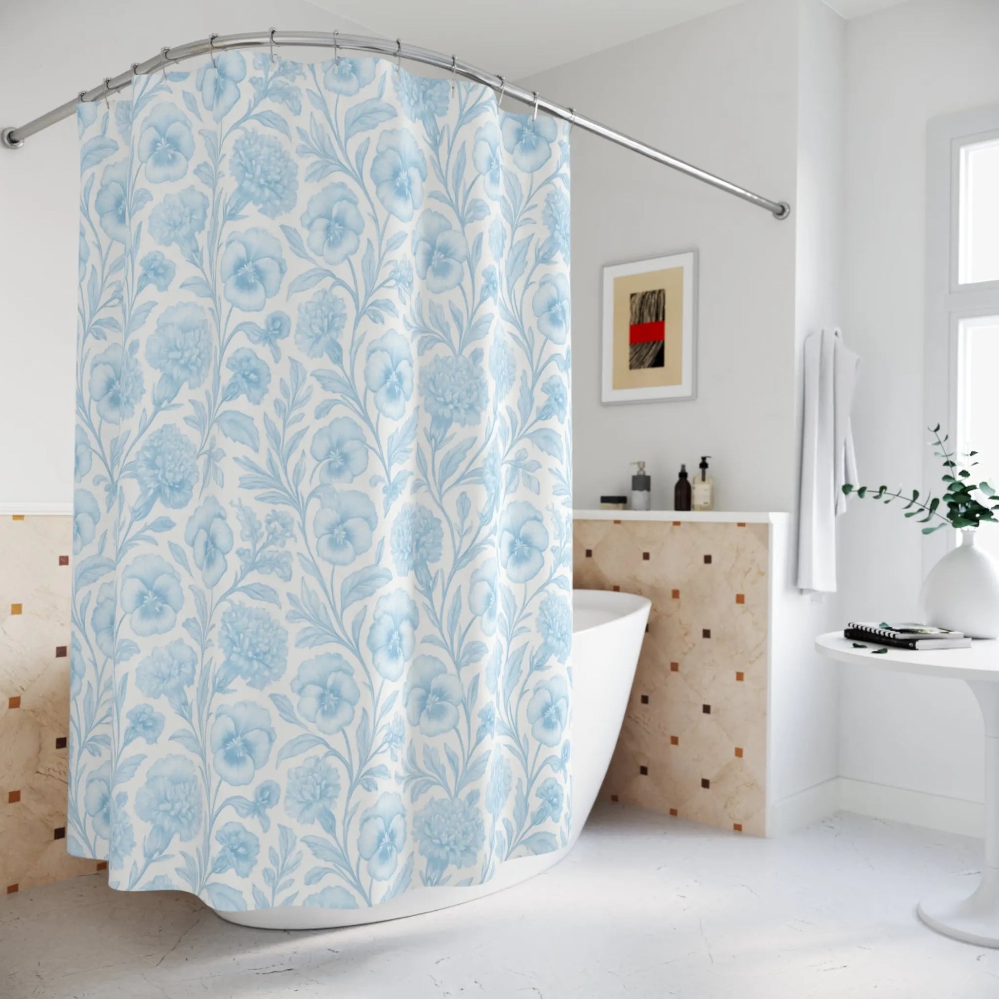 Floral Blue Shower Curtain