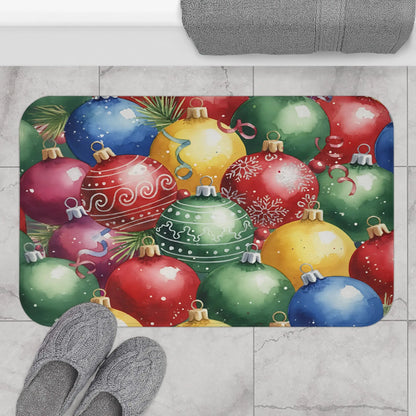 Christmas Ornament Pattern Bath Mat