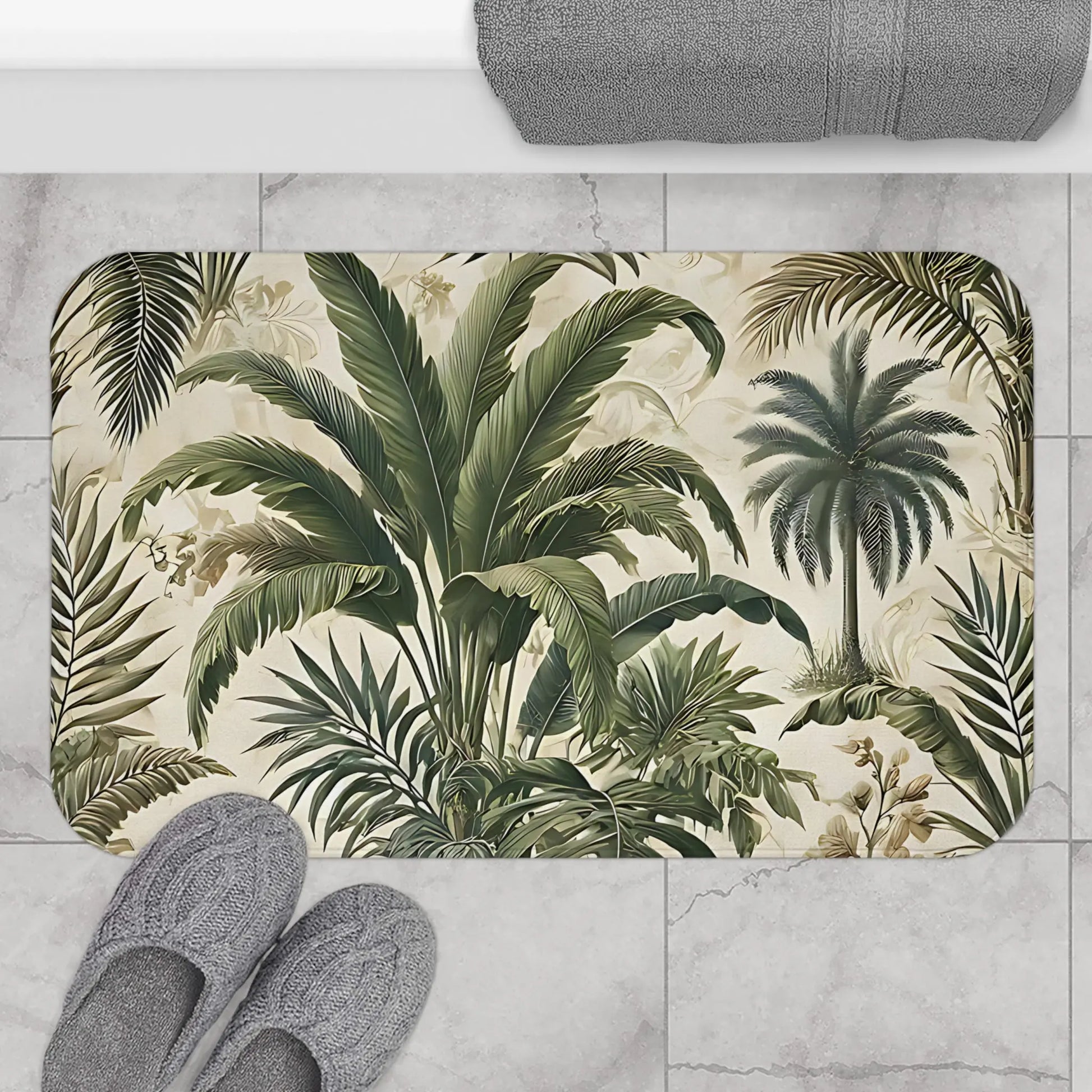 Tropical Oasis Bath Mat: Luxurious Botanical Decor