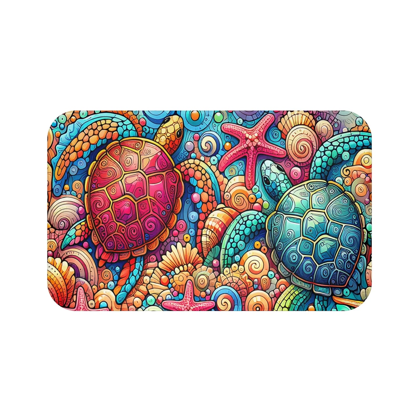 Colorful Sea Turtle Bath Mat