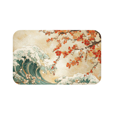Elegant Wave & Blossom Bath Mat
