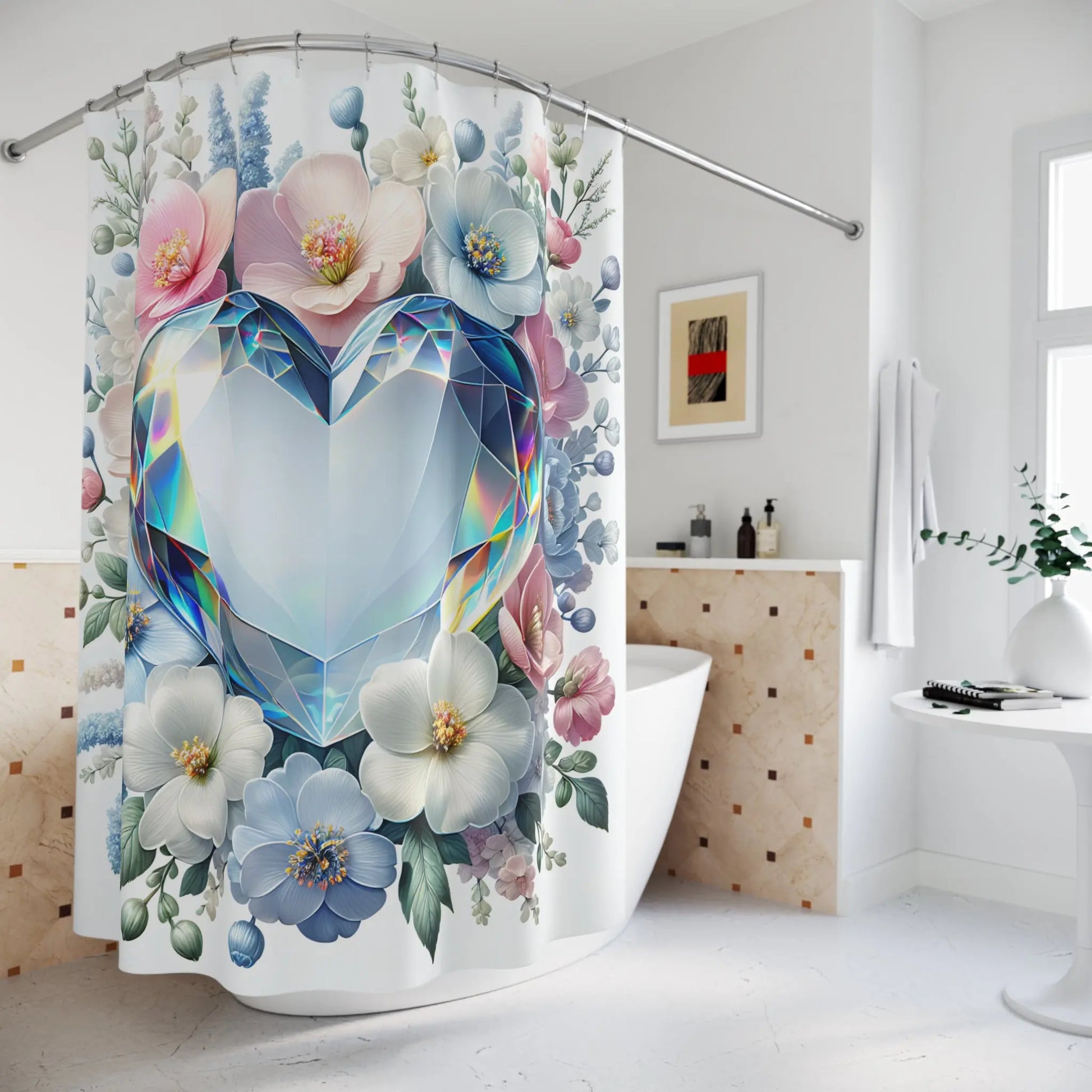 Diamond Heart Shower Curtain
