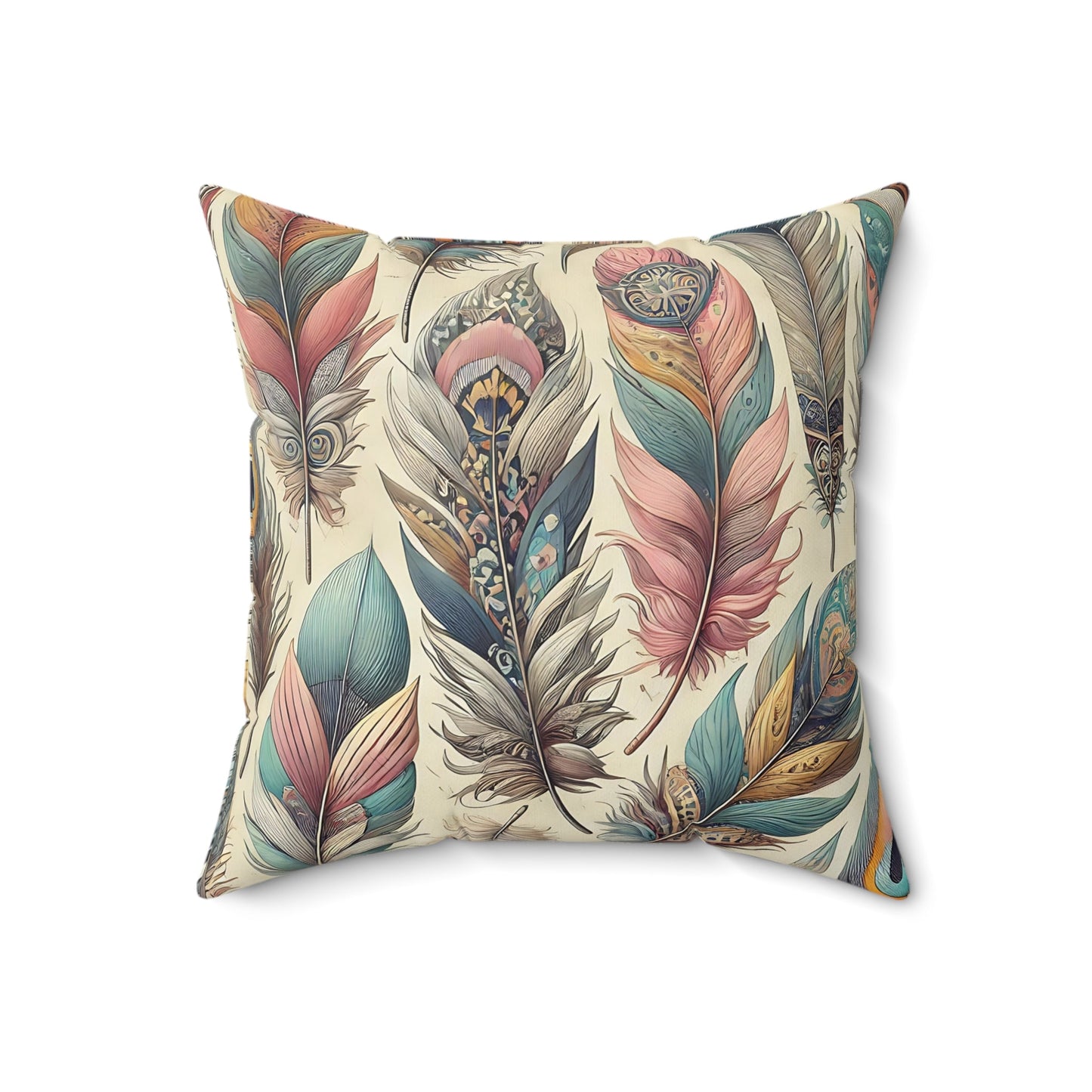 Boho Feather Throw Pillow