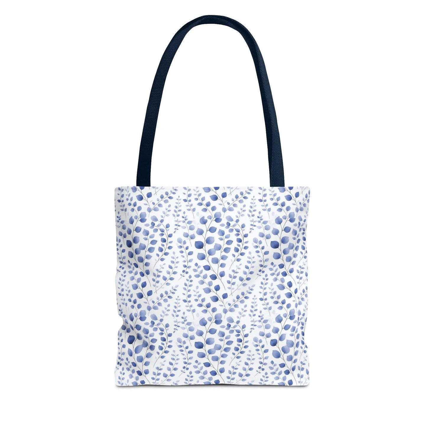 Blue Watercolor Dot Leaf Pattern Tote Bag