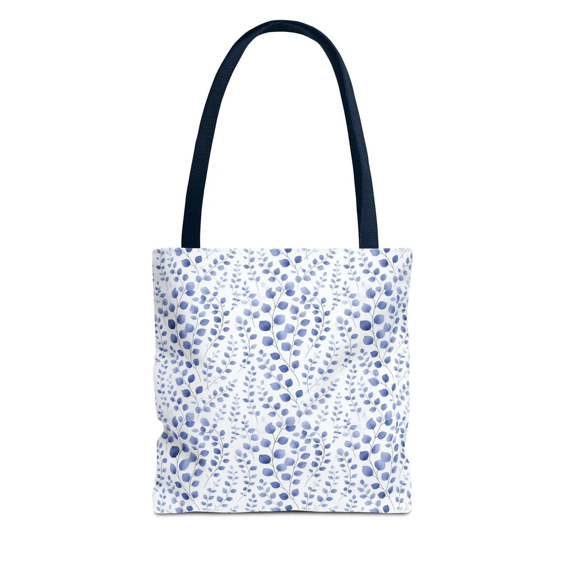 Blue Watercolor Dot Leaf Pattern Tote Bag