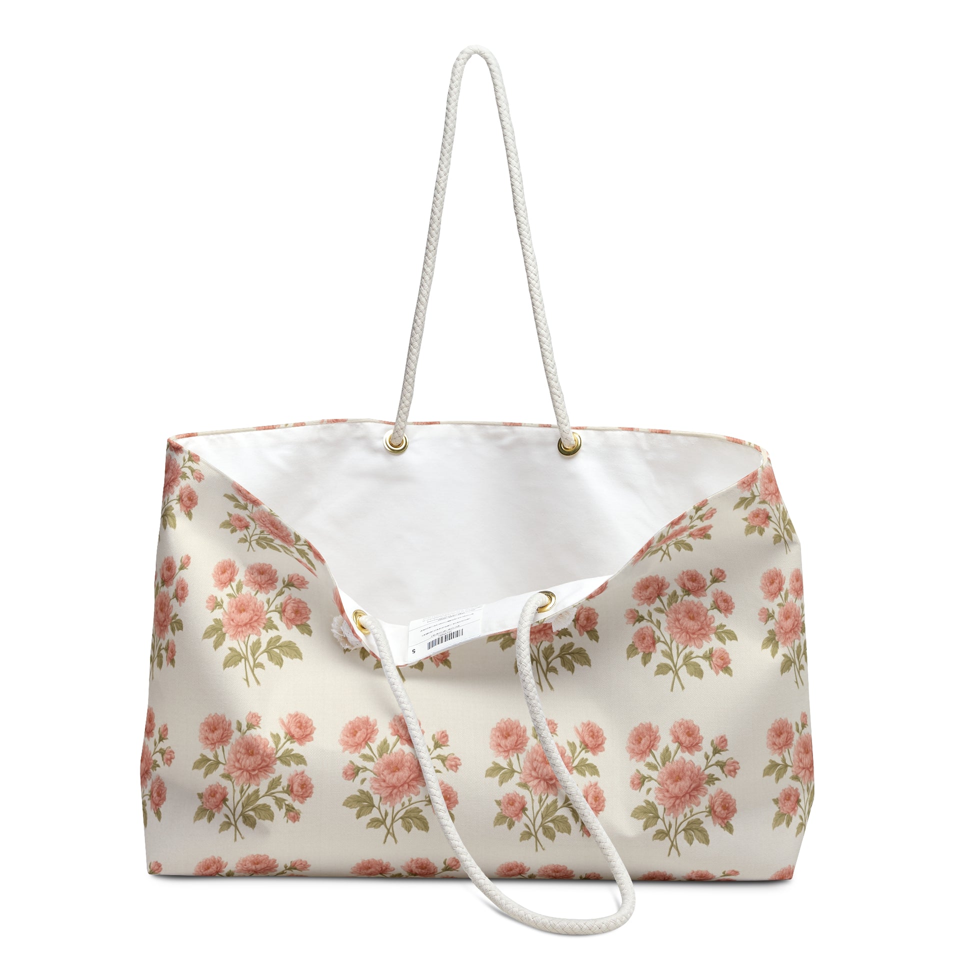 Vintage Pink Rose Pattern Weekender Bag