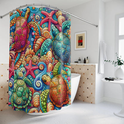 Vibrant Sea Life Shower Curtain