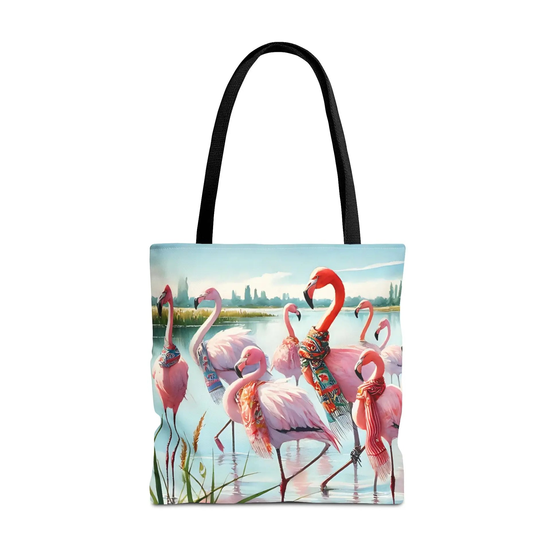Fancy Scarf Flamingos Tote Bag