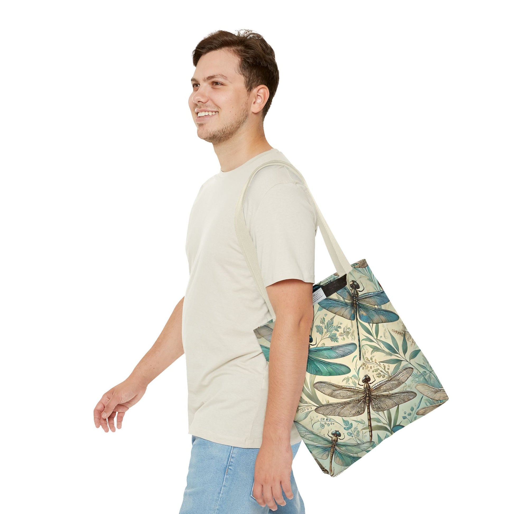 Vintage Teal Dragonfly Tote Bag
