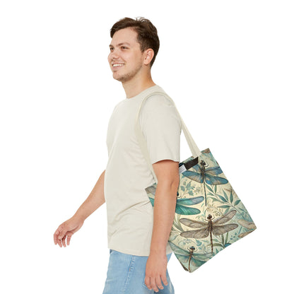 Vintage Teal Dragonfly Tote Bag