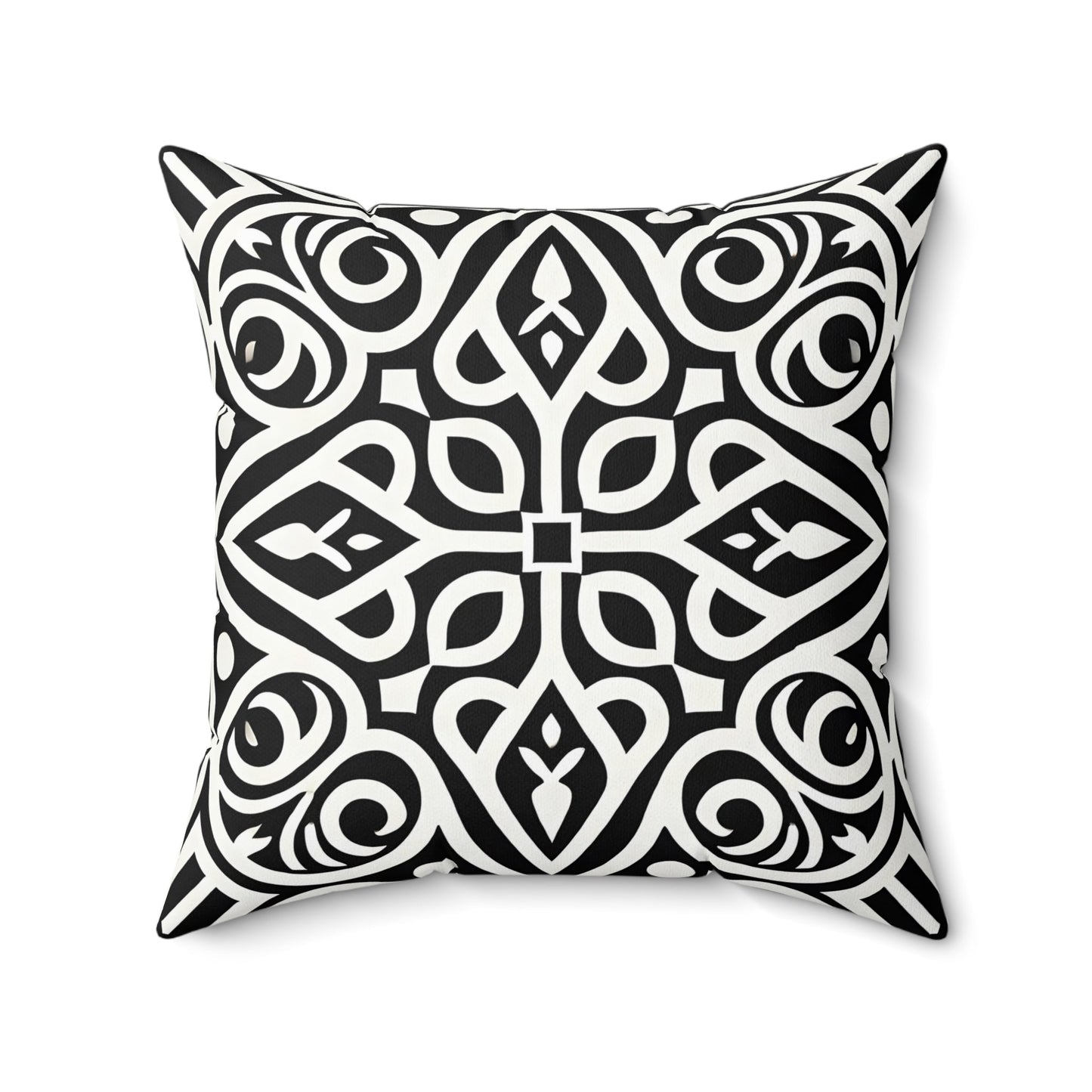 Black and White Boho Throw Pillow