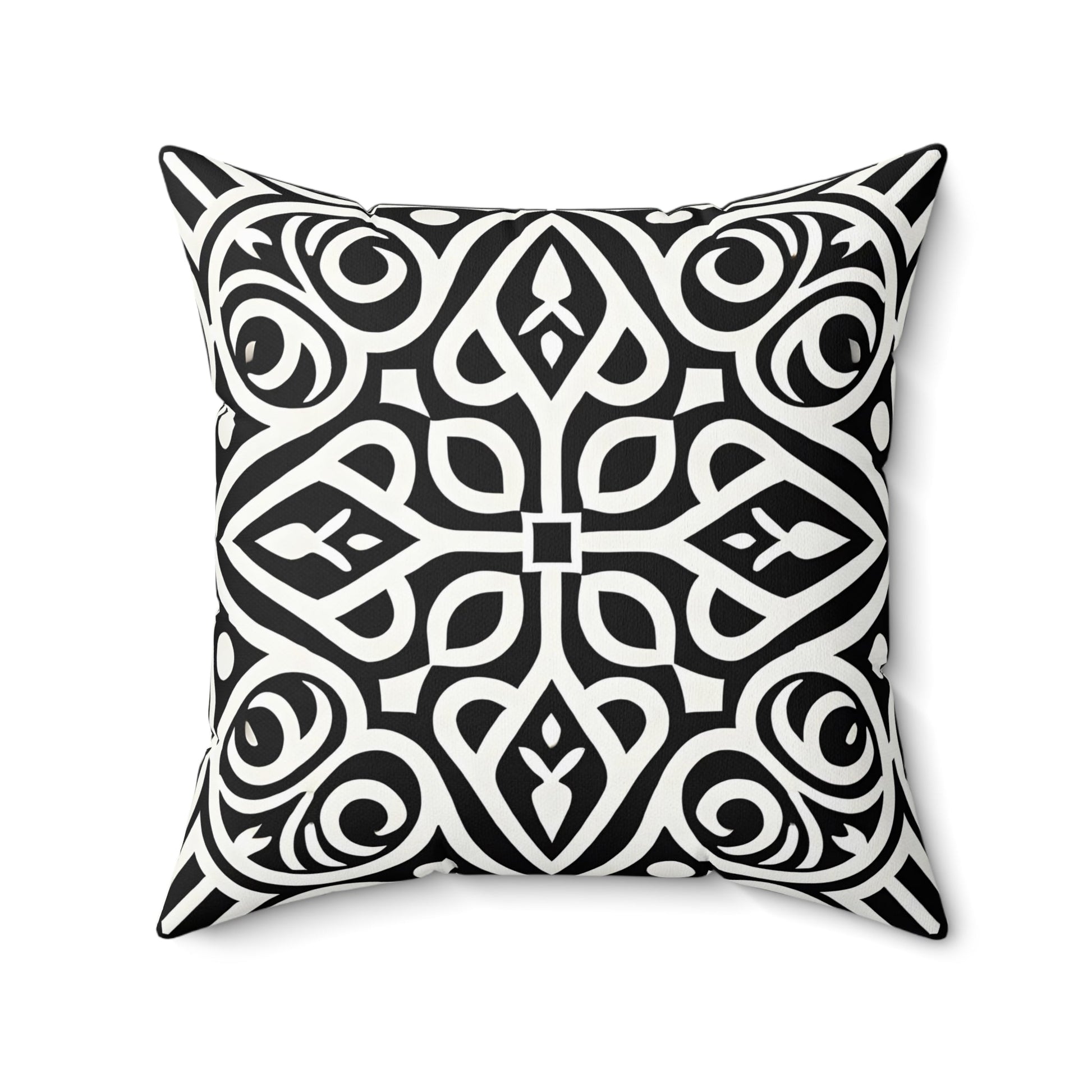 Black and White Boho Throw Pillow