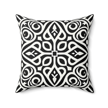 Black and White Boho Throw Pillow