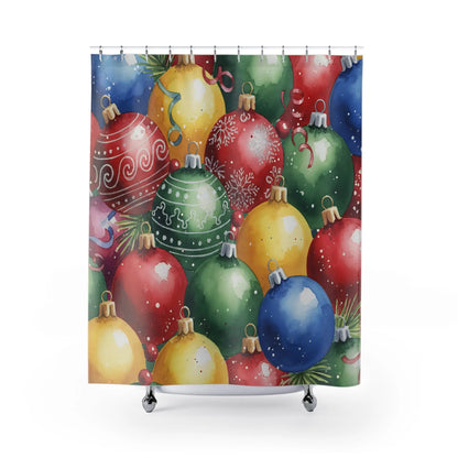 Colorful Christmas Ornaments Shower Curtain