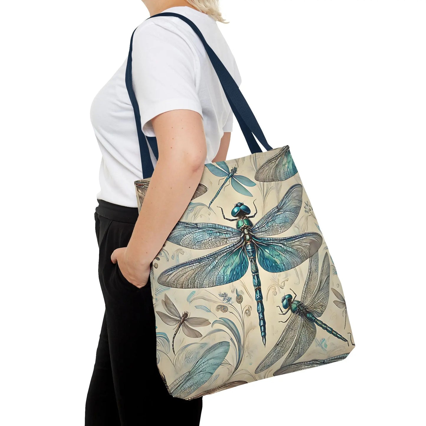 Blue Dragonfly Illustration Tote Bag