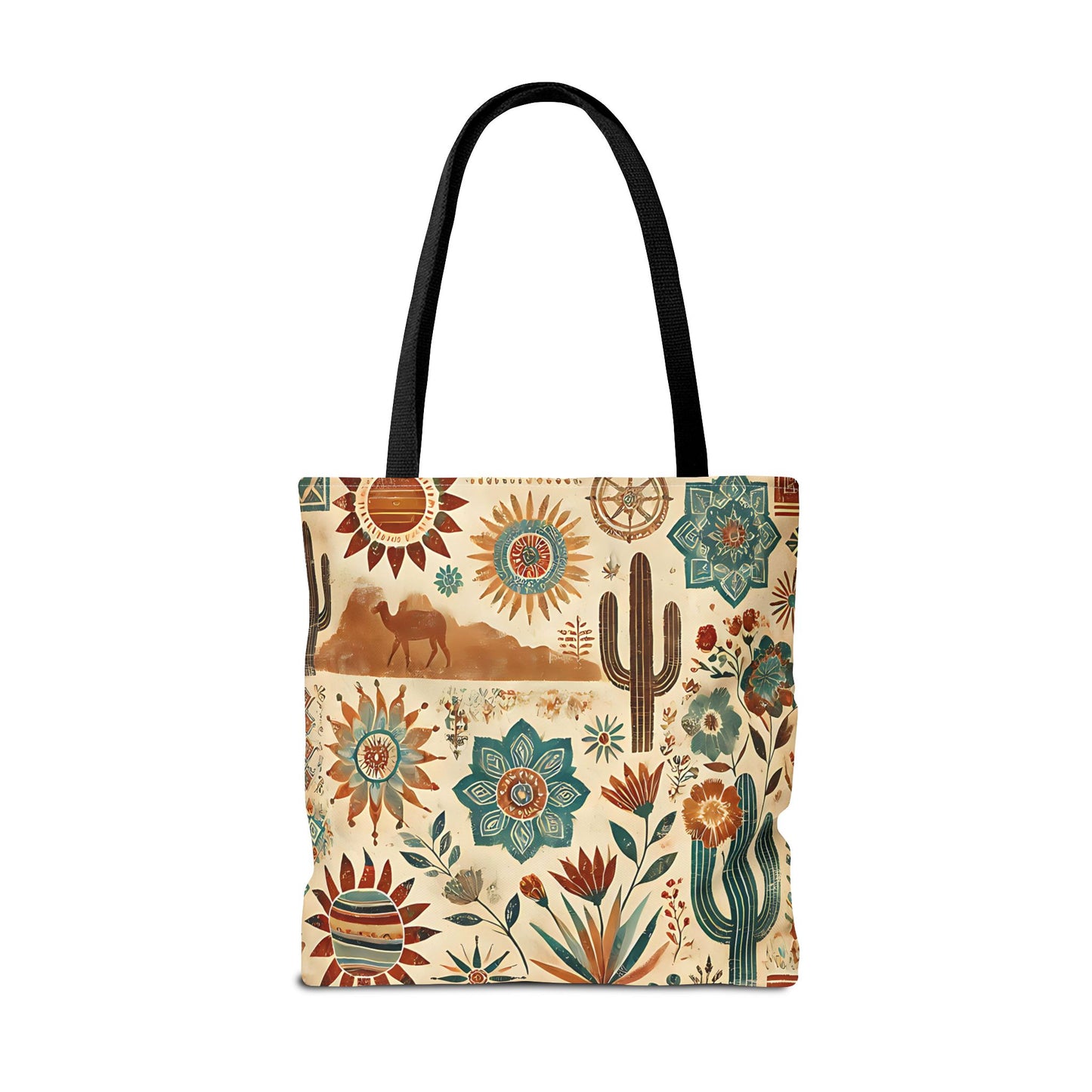 Southwestern Desert Floral Tote Bag | Cactus Camel Pattern, Ladies Handbag, Womens Shopper