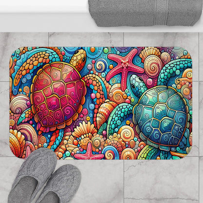 Colorful Sea Turtle Bath Mat