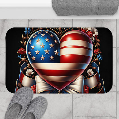 Patriotic Heart Bath Mat