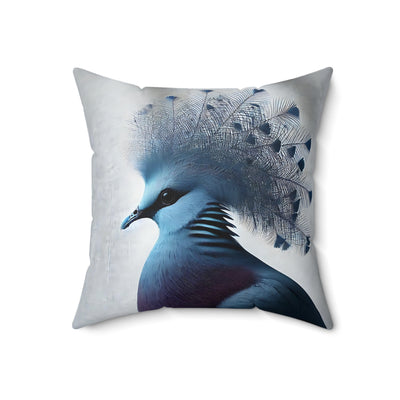 Elegant Victoria Crowned Pigeon Blue Bird Throw Pillow