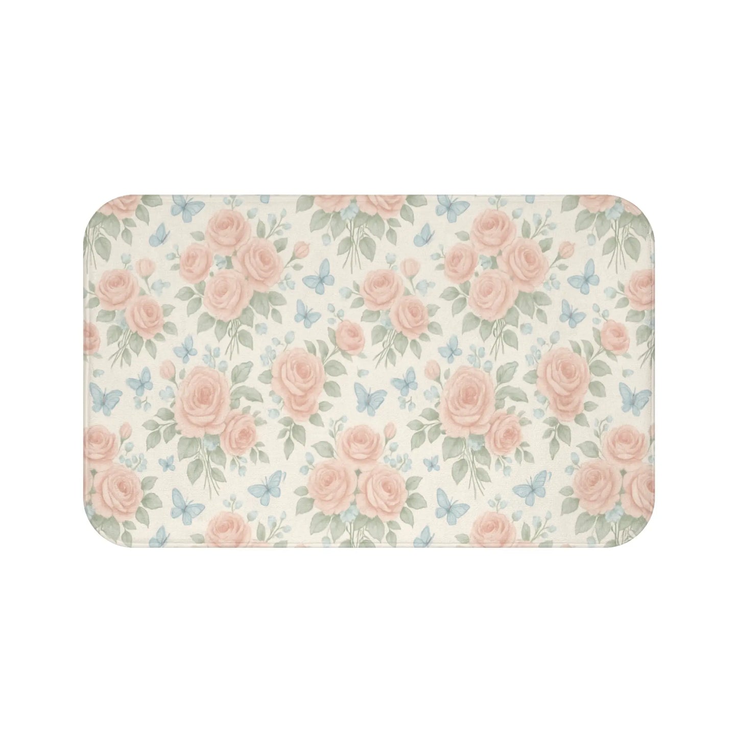 Romantic Rose and Butterfly Bath Mat