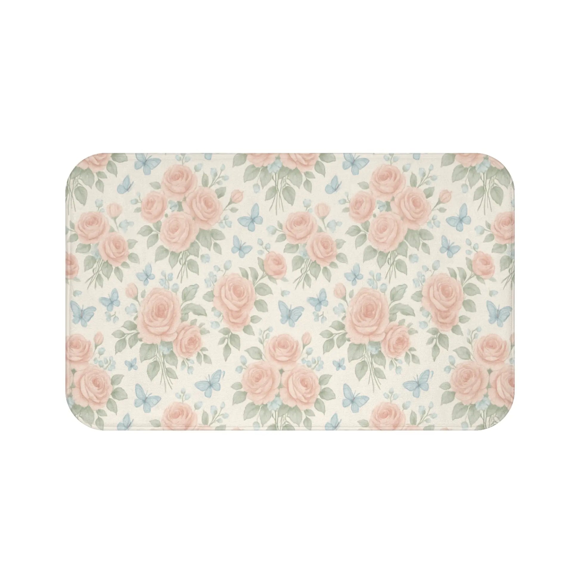 Romantic Rose and Butterfly Bath Mat