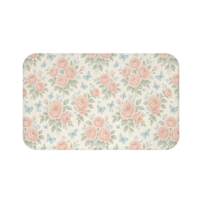 Romantic Rose and Butterfly Bath Mat