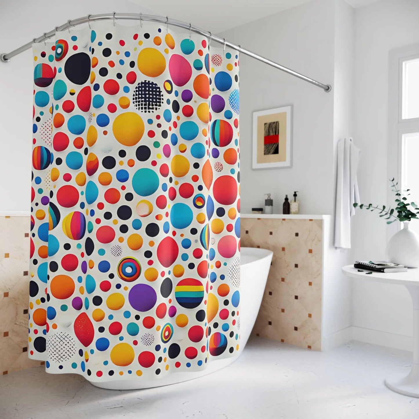 Colorful Polka Dot Shower Curtain