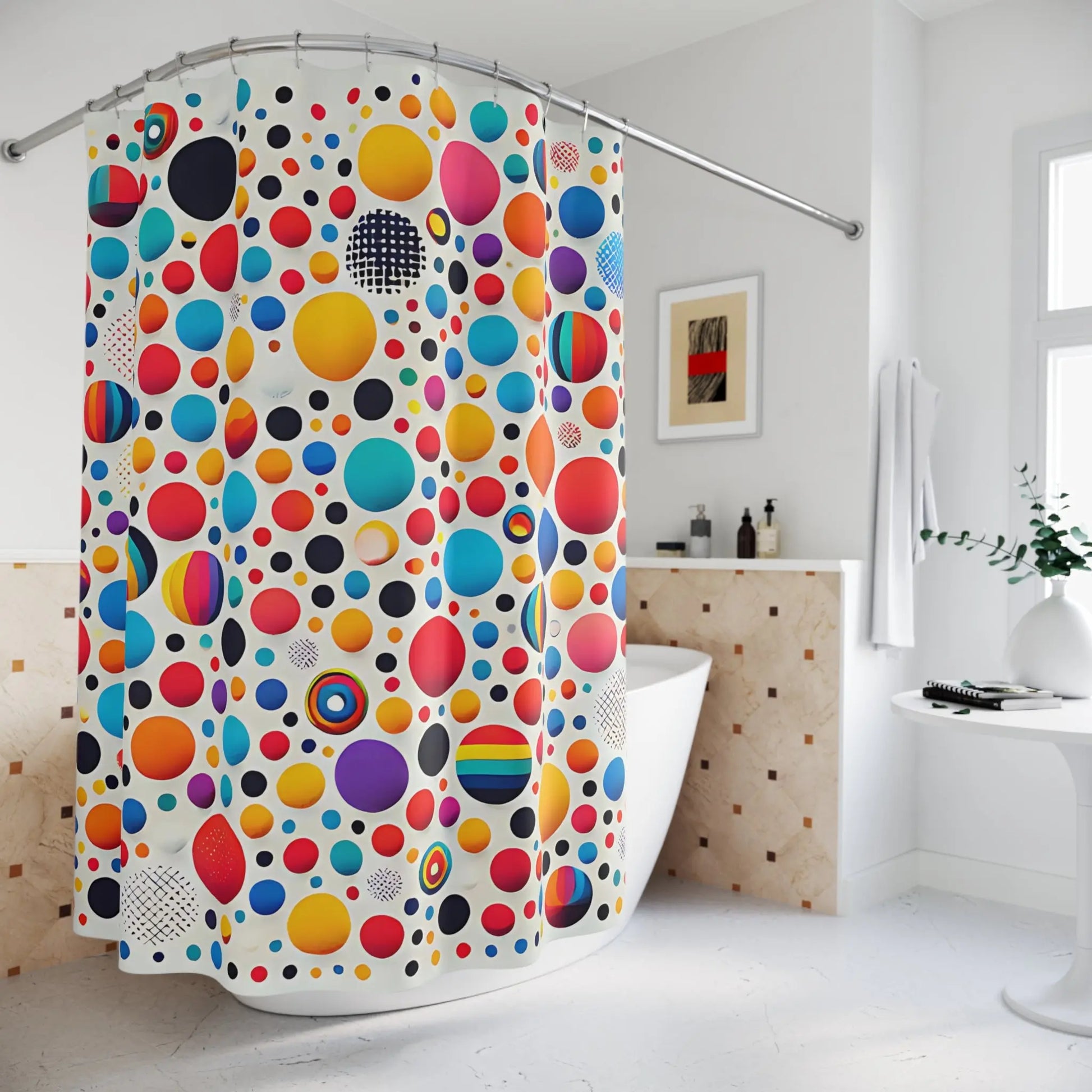 Colorful Polka Dot Shower Curtain