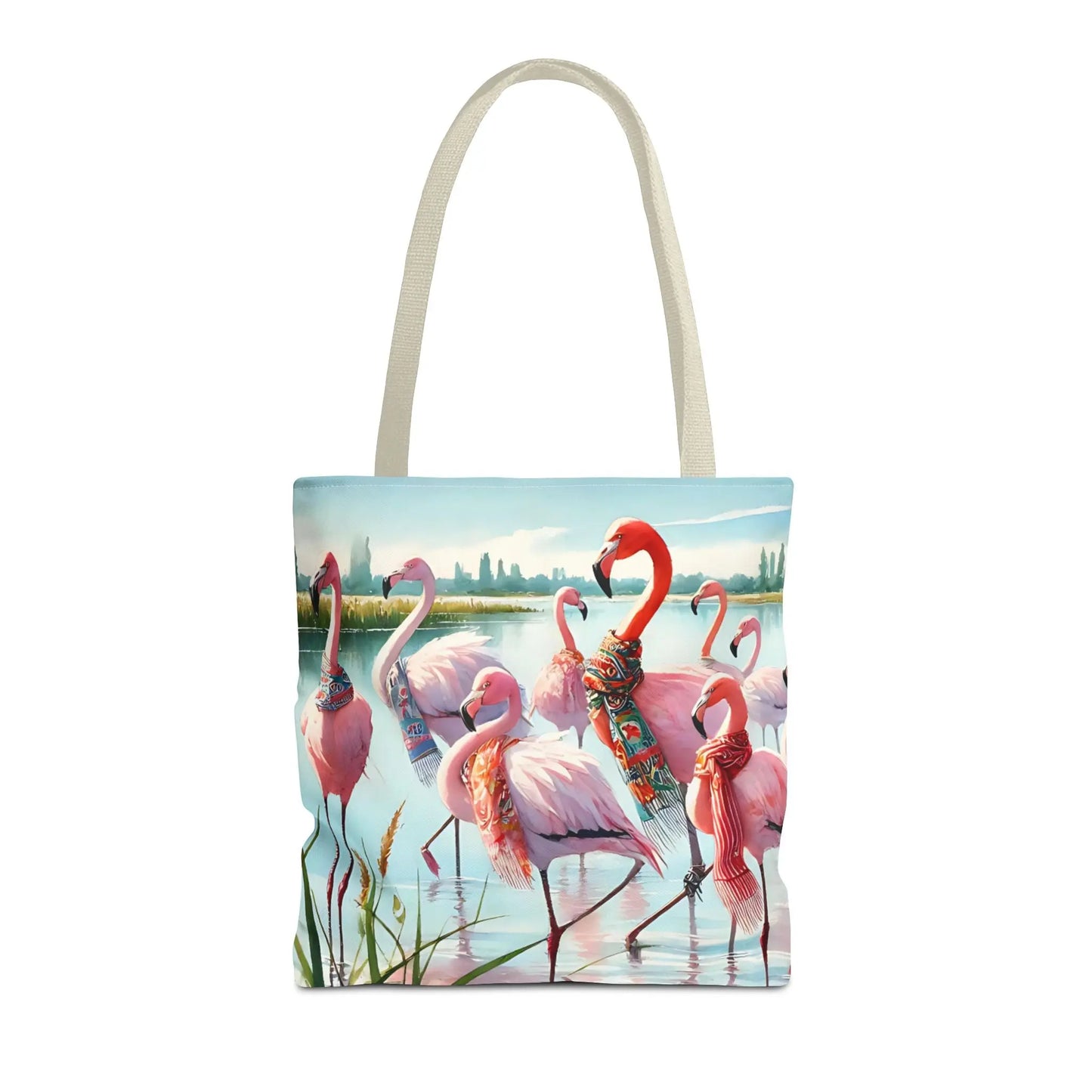 Fancy Scarf Flamingos Tote Bag