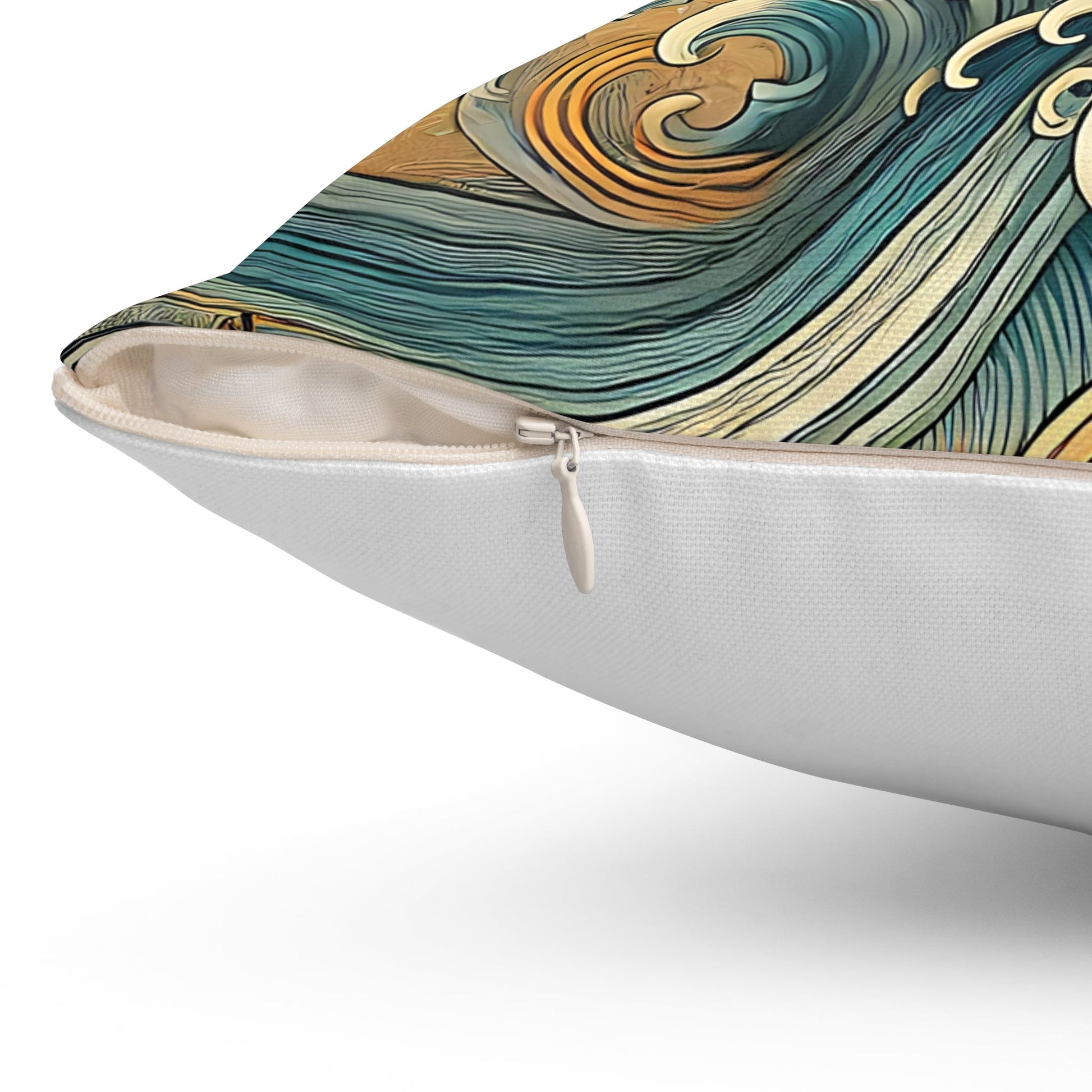 Ocean Wave Floral Throw Pillow