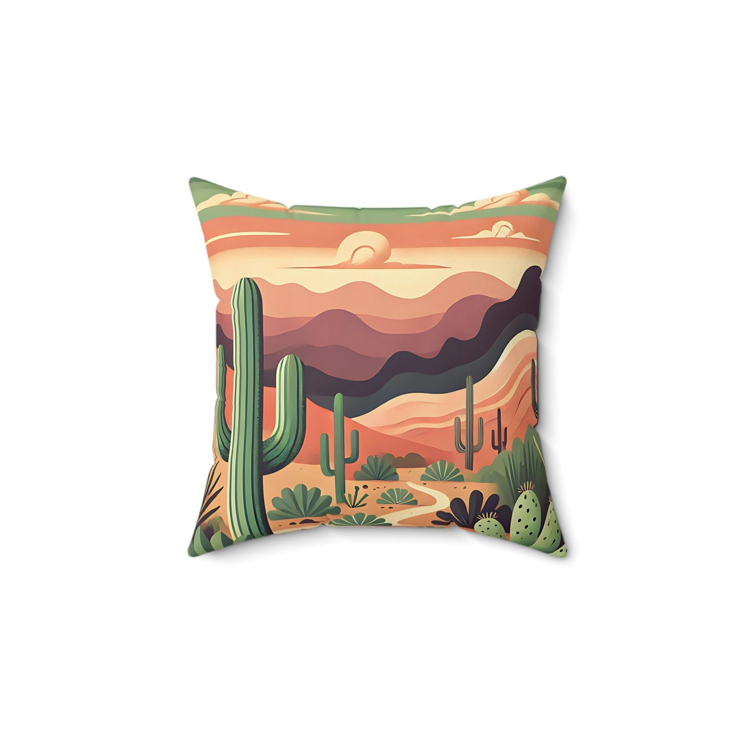 Desert Sunset Cactus Pillow