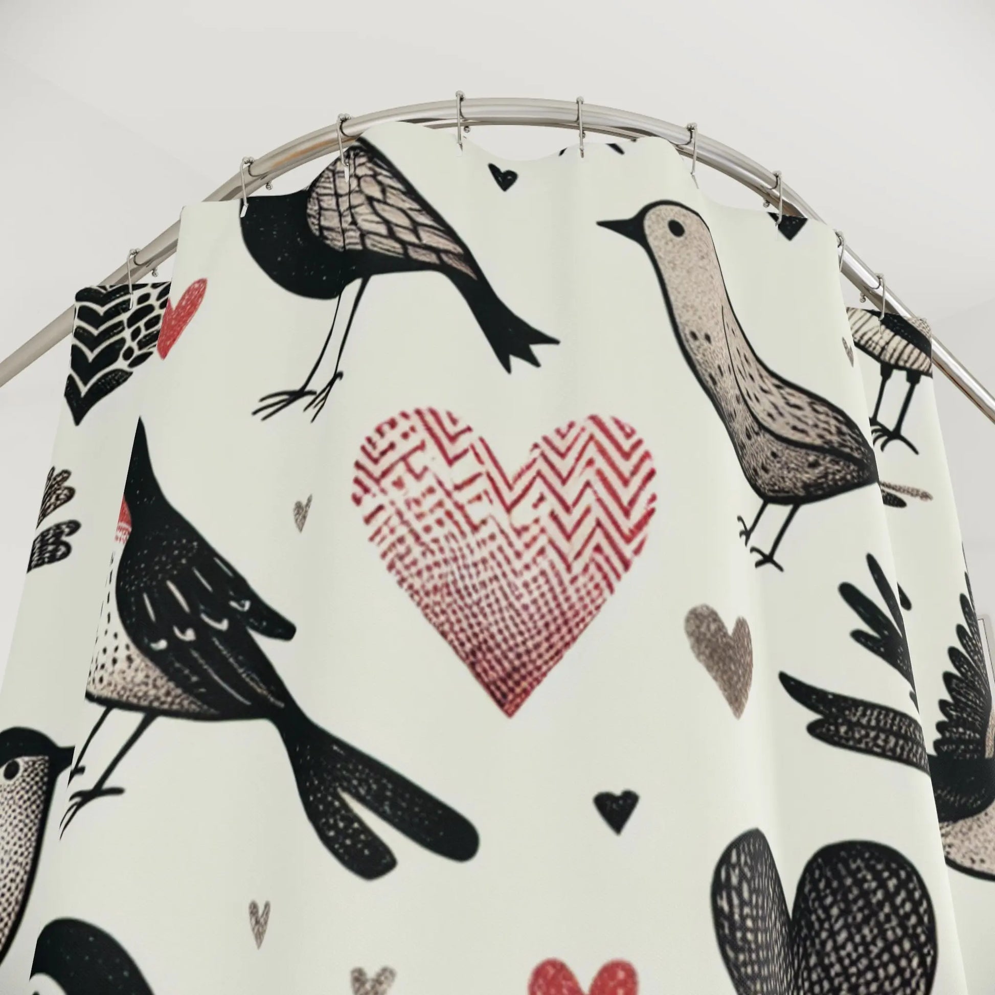 Charming Bird & Heart Shower Curtain