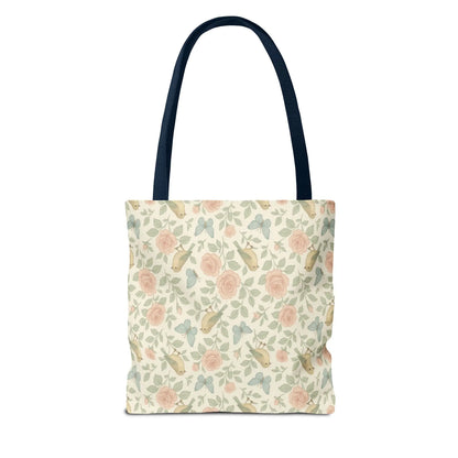 Vintage Rose and Bird Pattern Tote Bag