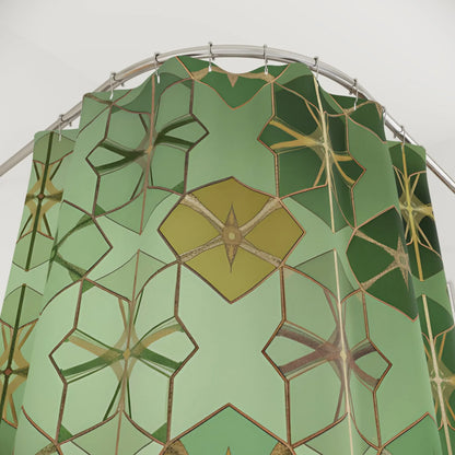 Green Geometric Star Pattern Shower Curtain