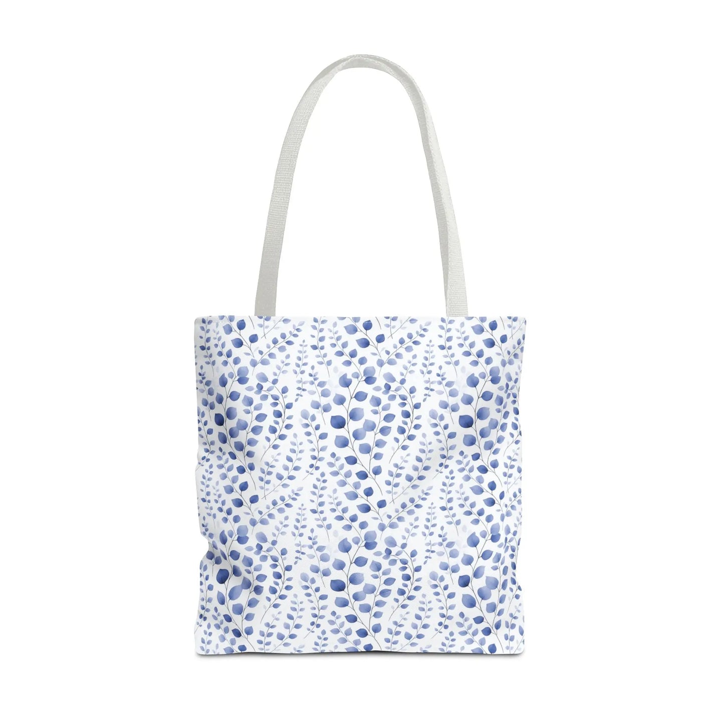 Blue Watercolor Dot Leaf Pattern Tote Bag