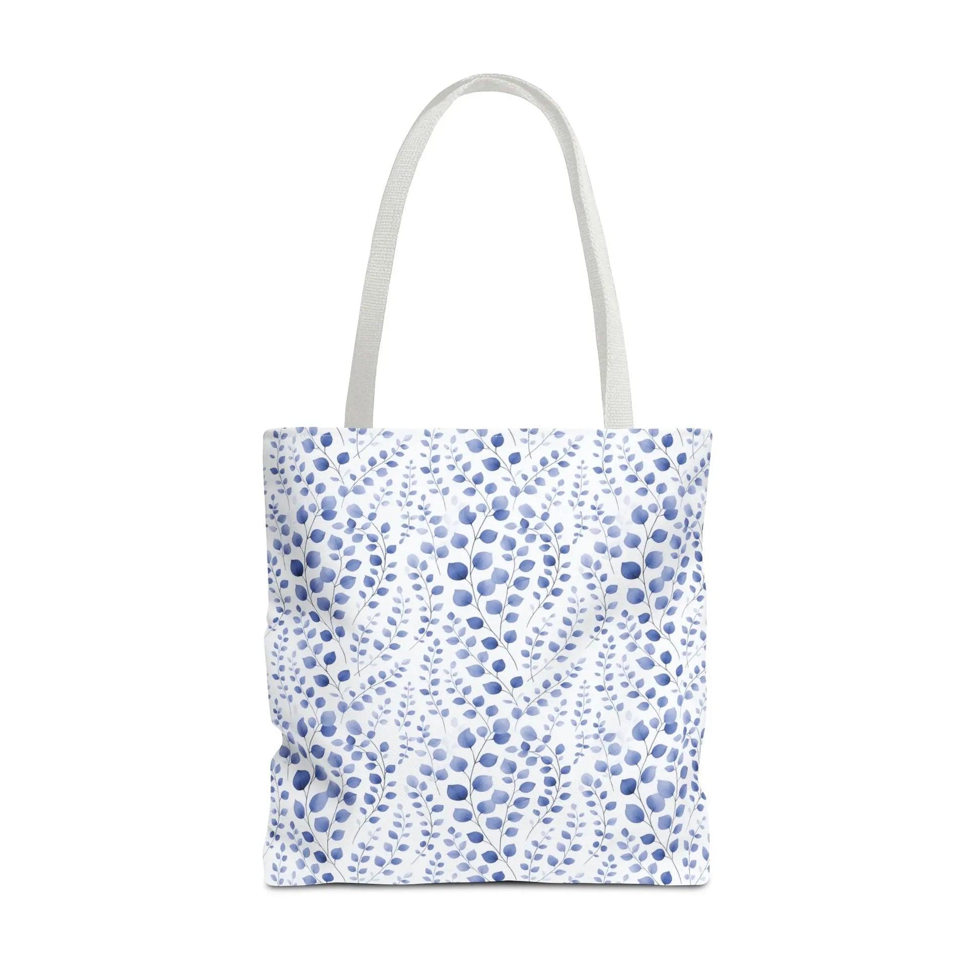 Blue Watercolor Dot Leaf Pattern Tote Bag