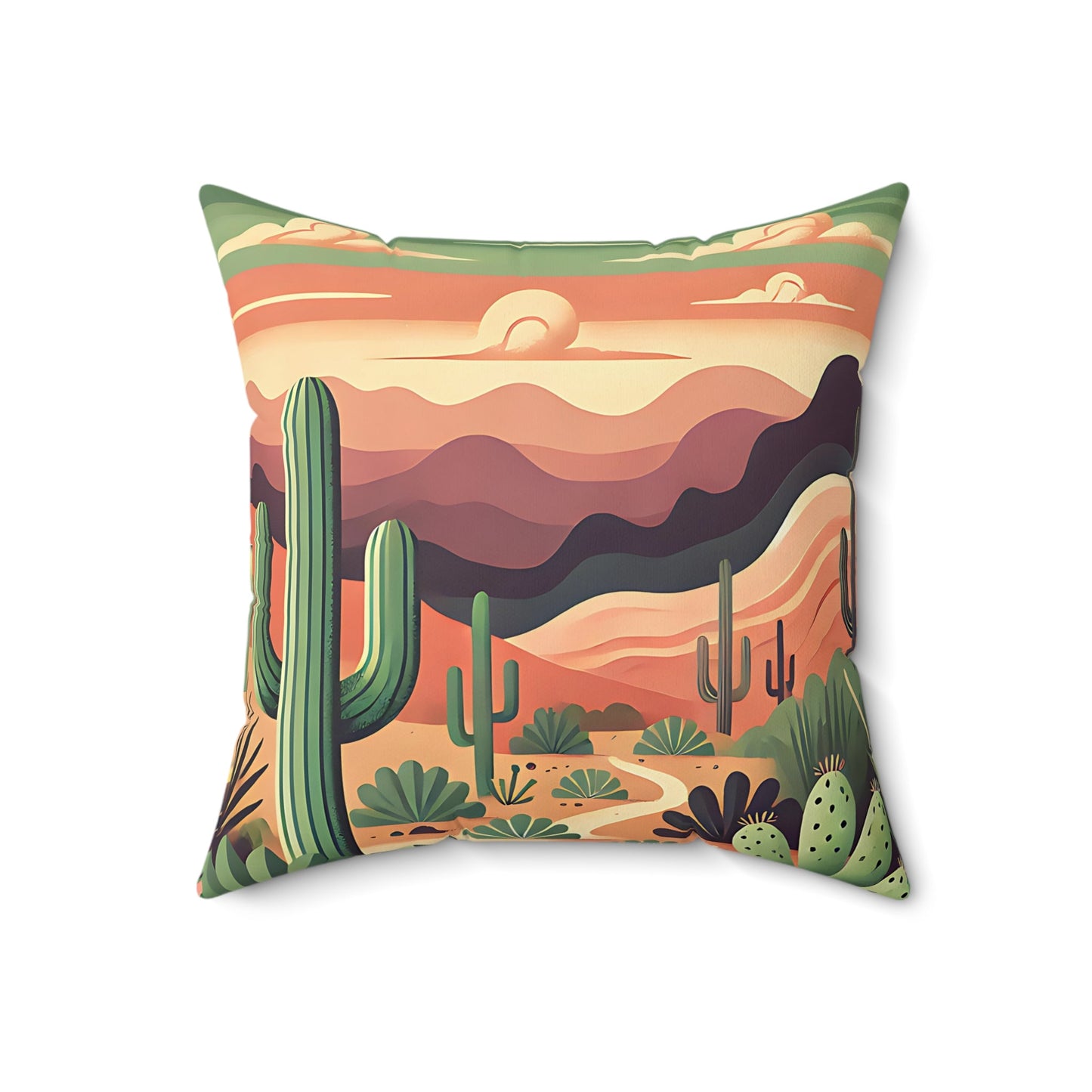Desert Sunset Cactus Pillow