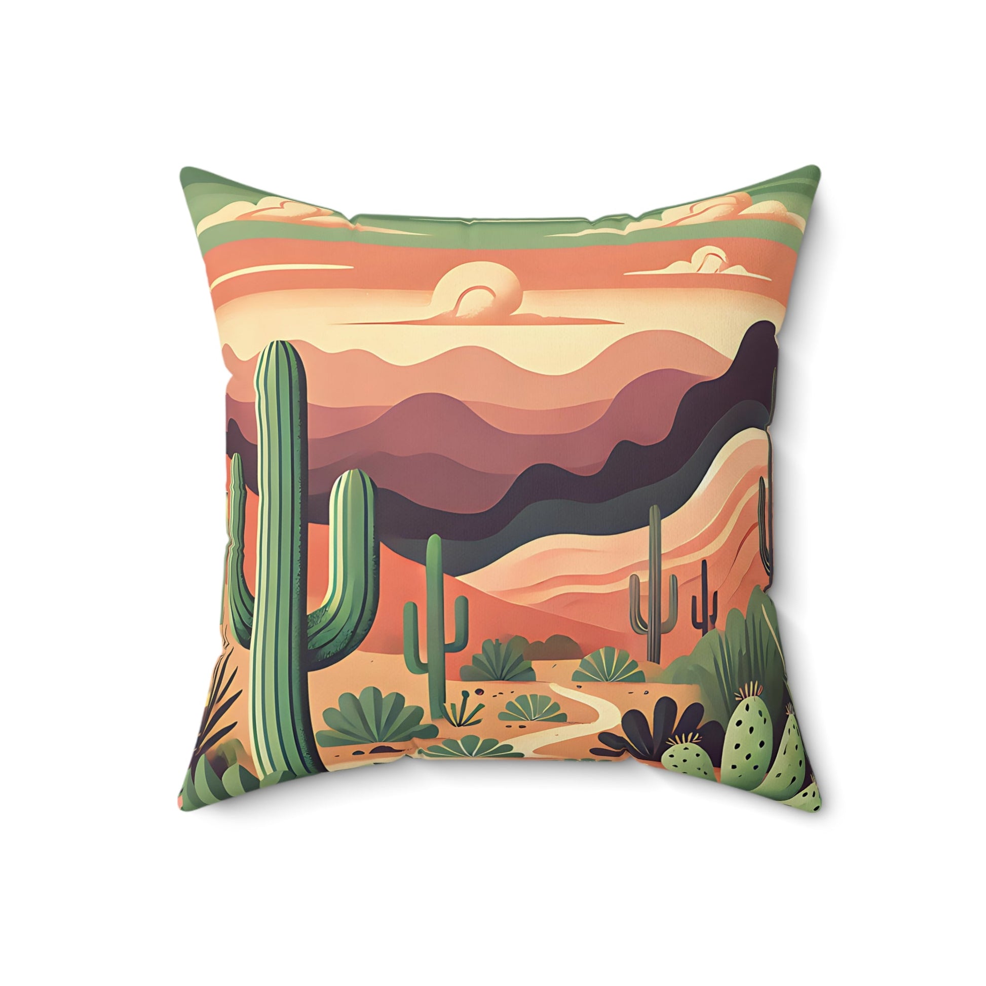 Desert Sunset Cactus Pillow
