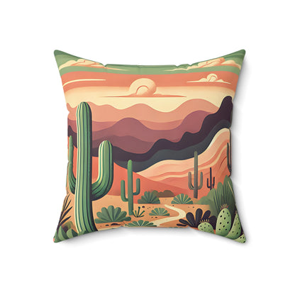 Desert Sunset Cactus Pillow