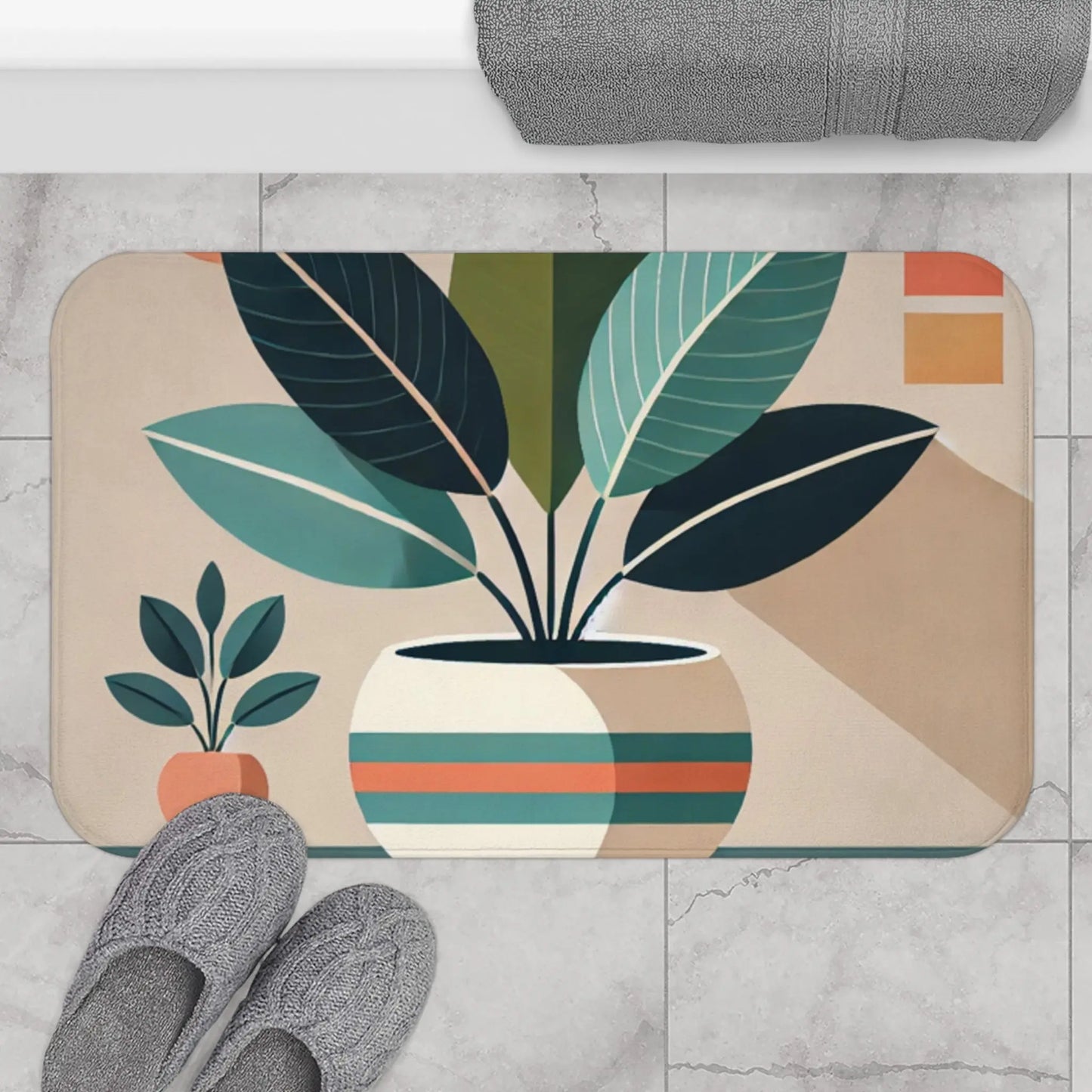 Modern Botanical Bath Mat