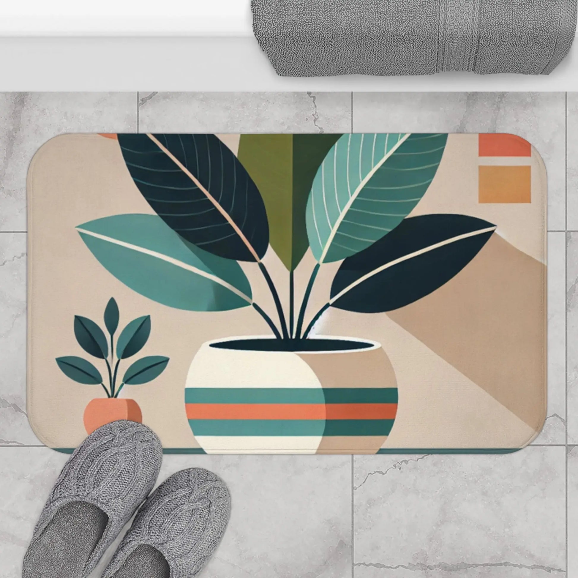 Modern Botanical Bath Mat