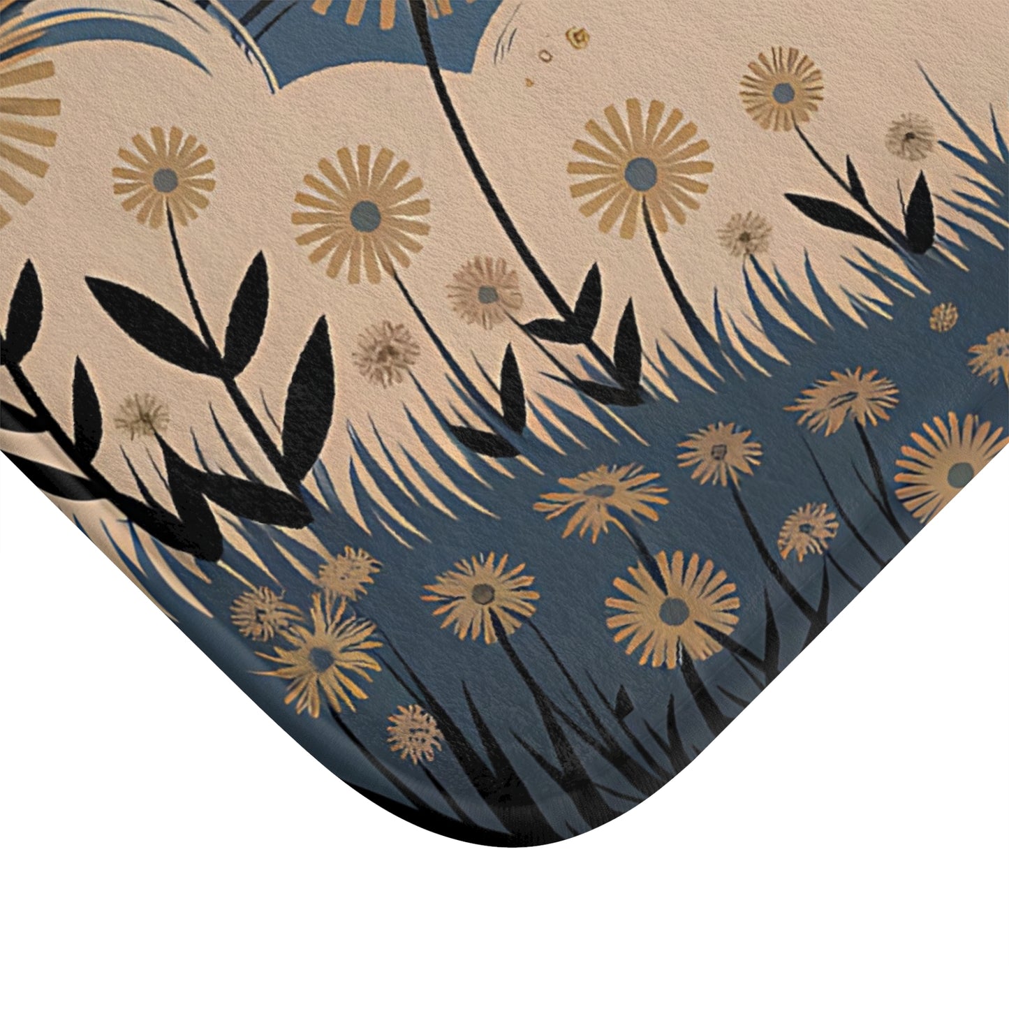 Art Nouveau Black Cat Botanical Bath Mat
