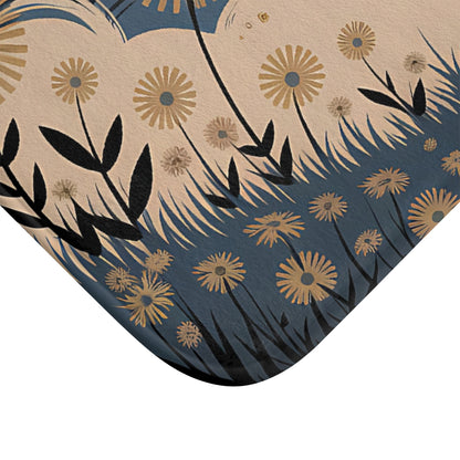 Art Nouveau Black Cat Botanical Bath Mat