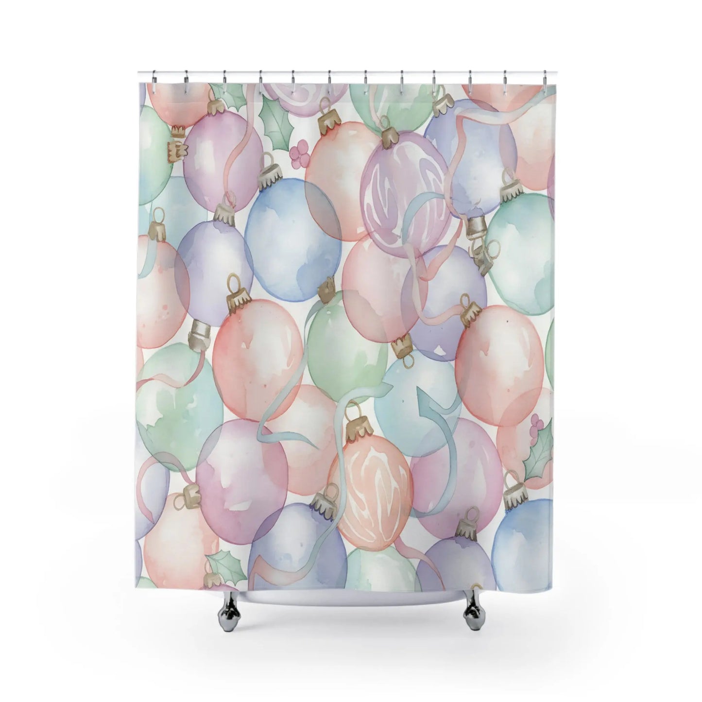 Pastel Christmas Ornaments Shower Curtain