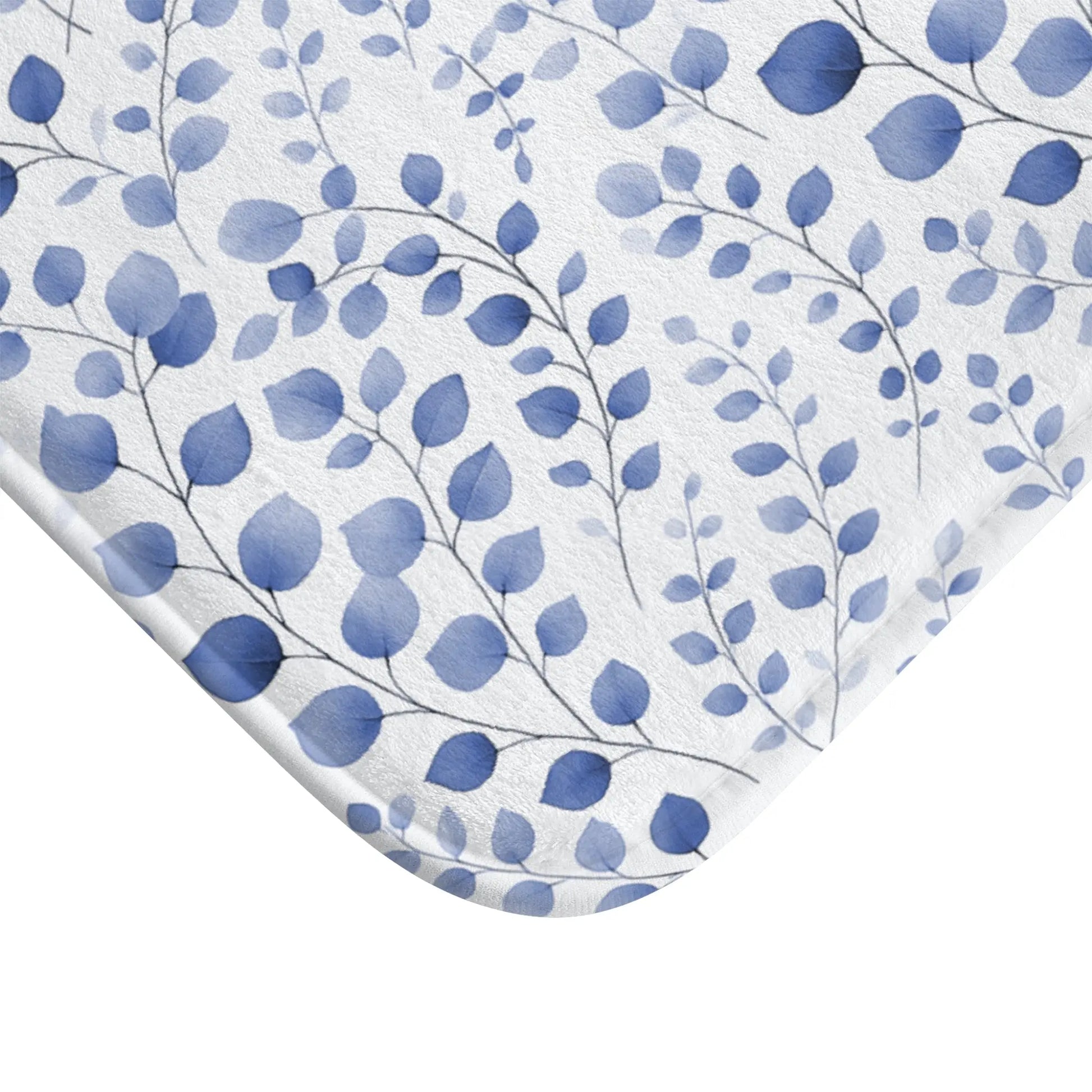 Blue Botanical Pattern Bath Mat