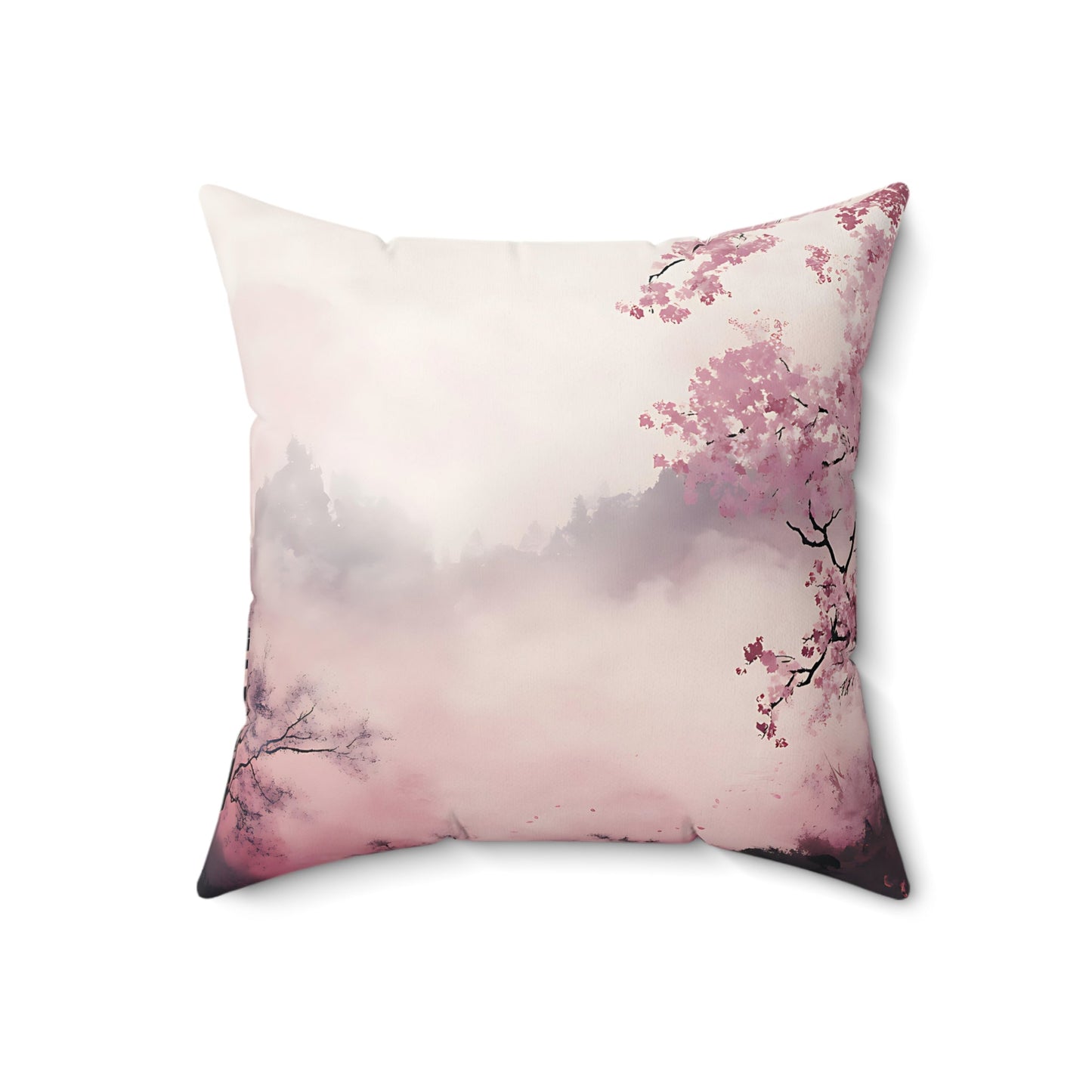 Misty Japanese Cherry Blossom Tree Pillow