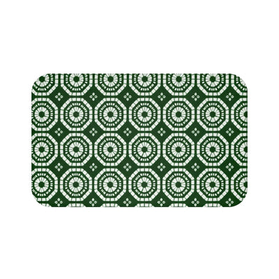 Japanese Shibori Bath Mat - Forest Green + White