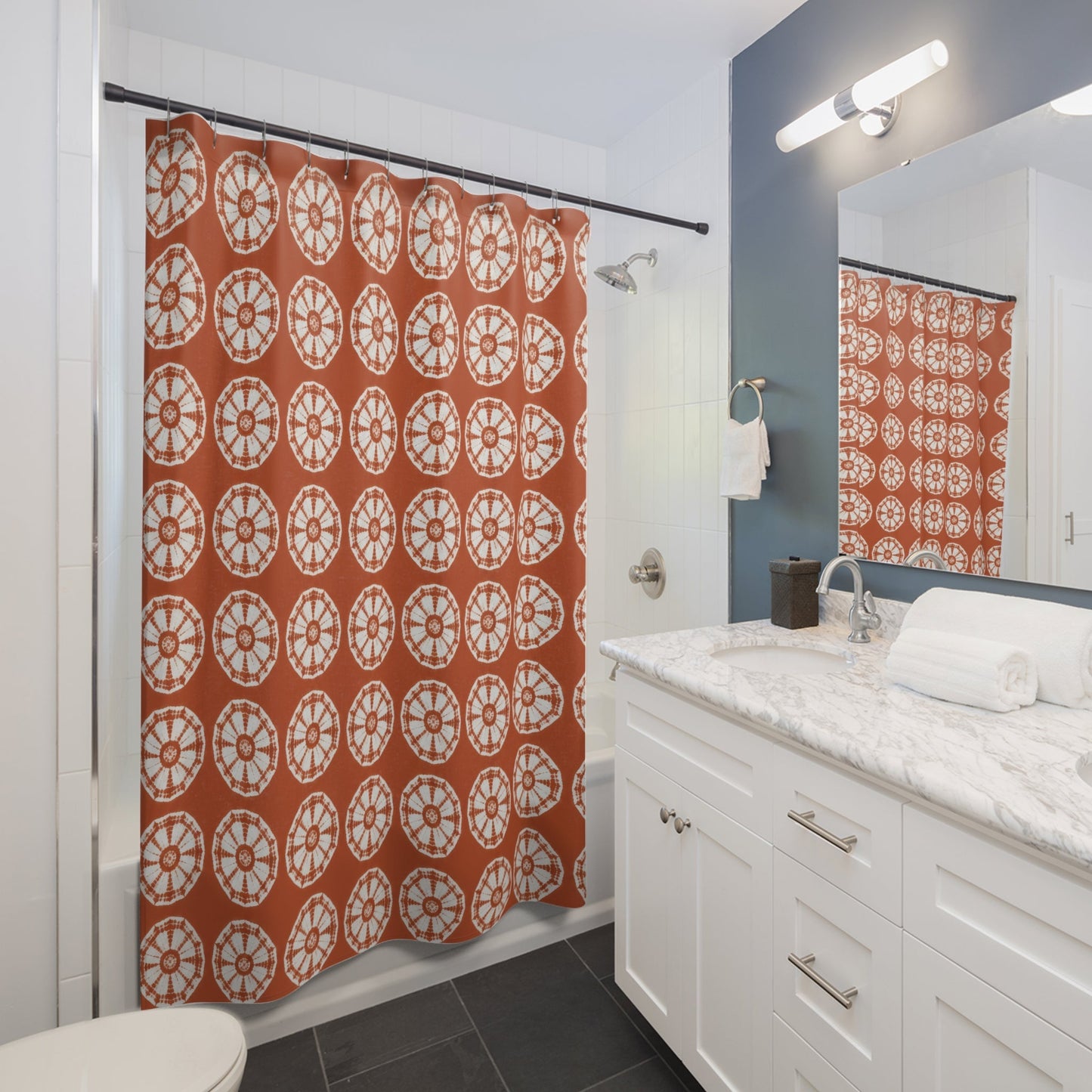 Japanese Shibori Terracotta Shower Curtain
