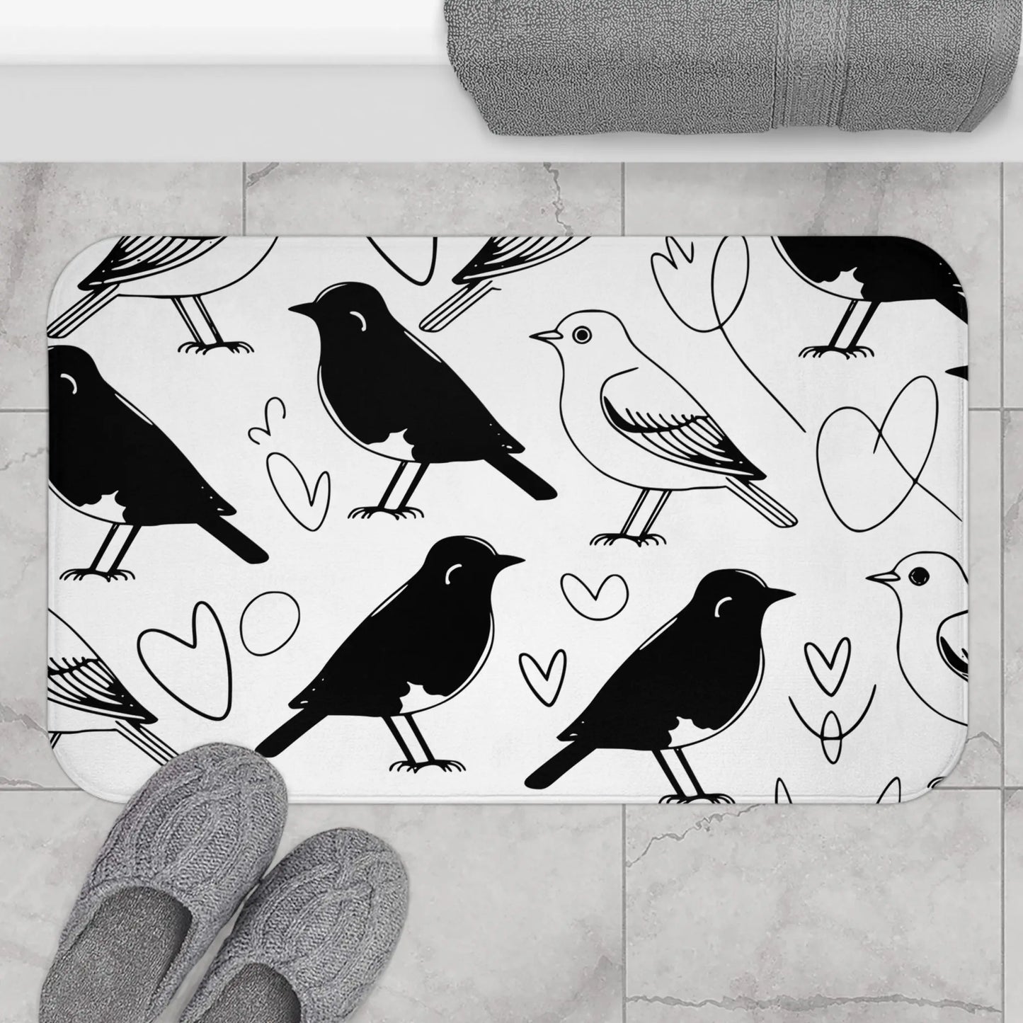 Chic Bird Print Bath Mat